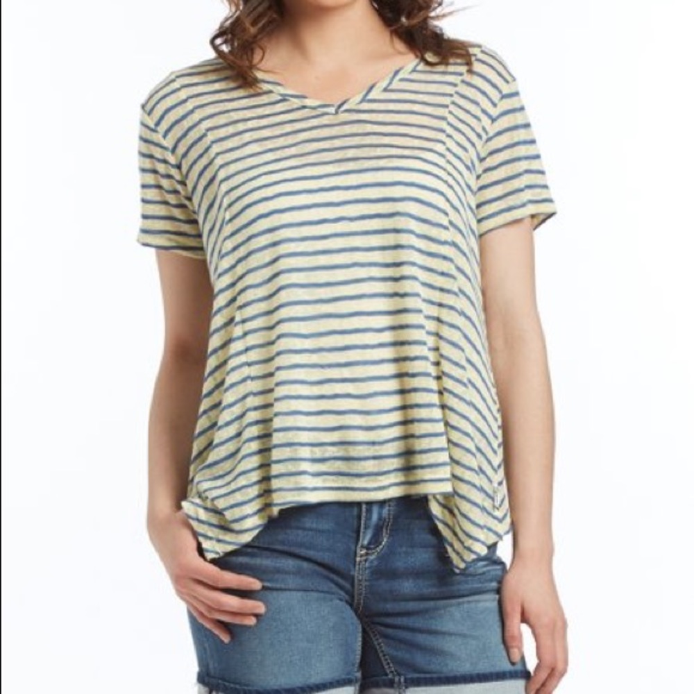 Seven7 yellow striped top